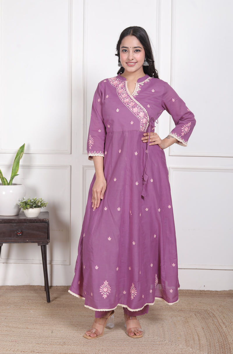 Lavender Grace Anarkali Suit Set