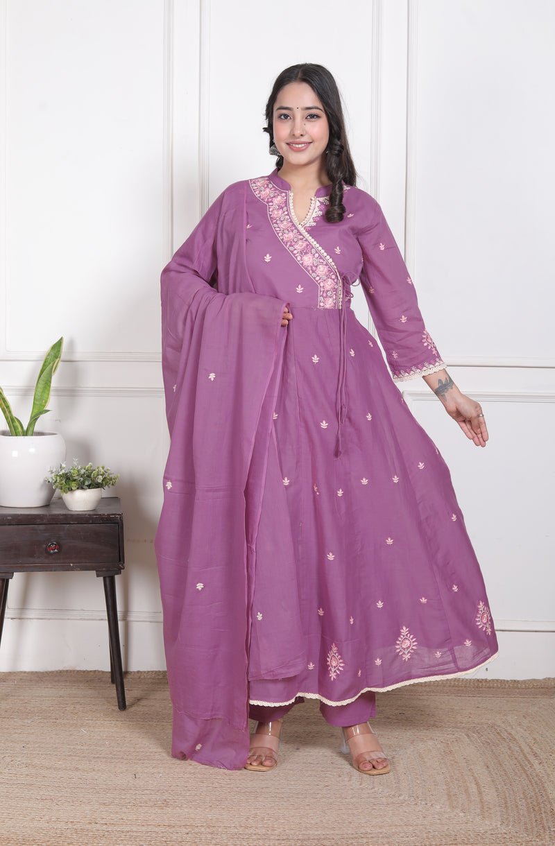 Lavender Grace Anarkali Suit Set