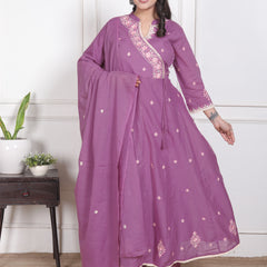 Lavender Grace Anarkali Suit Set