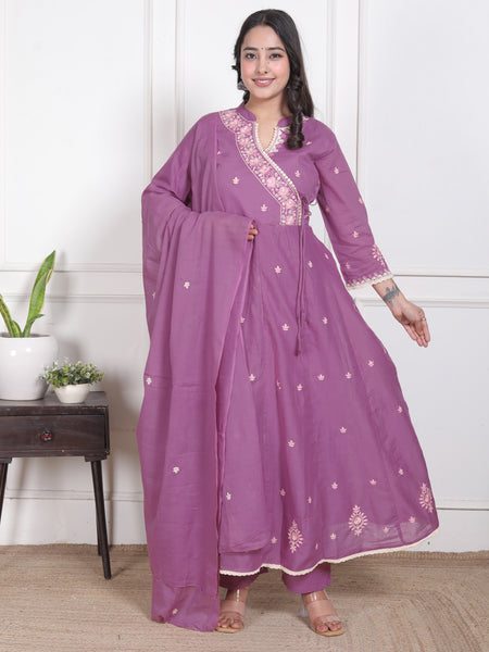 Lavender Grace Anarkali Suit Set