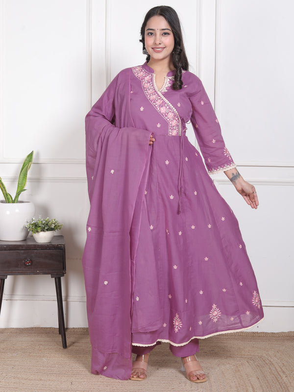 Lavender Grace Anarkali Suit Set