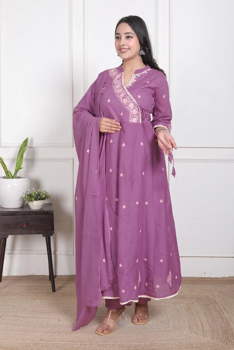 Lavender Grace Anarkali Suit Set