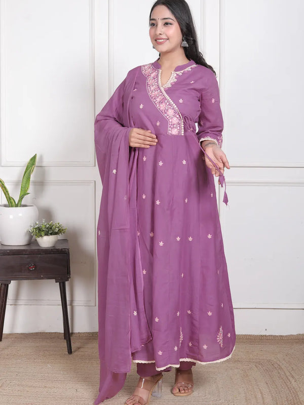 Lavender Grace Anarkali Suit Set