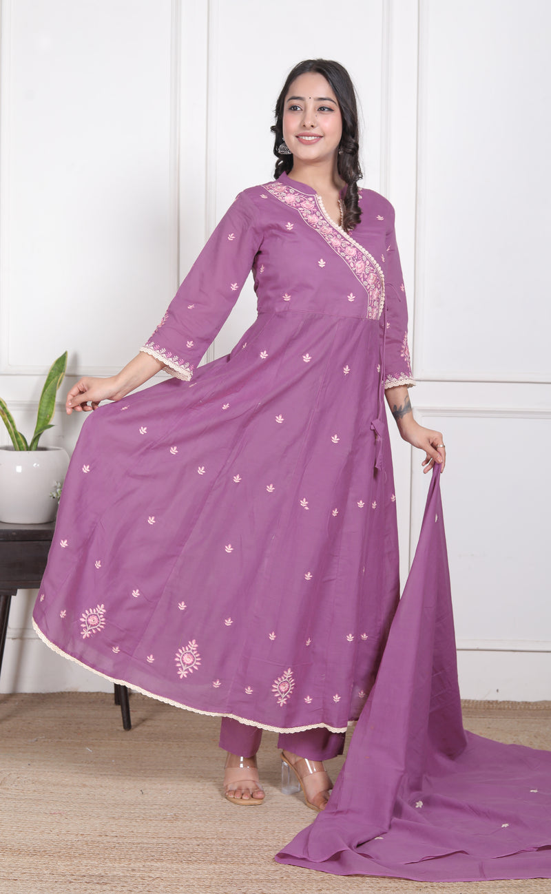 Lavender Grace Anarkali Suit Set