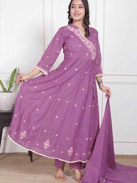 Lavender Grace Anarkali Suit Set