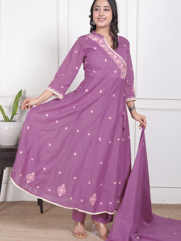 Lavender Grace Anarkali Suit Set