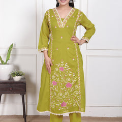 Mehendi Blossom Embroidery Suit Set