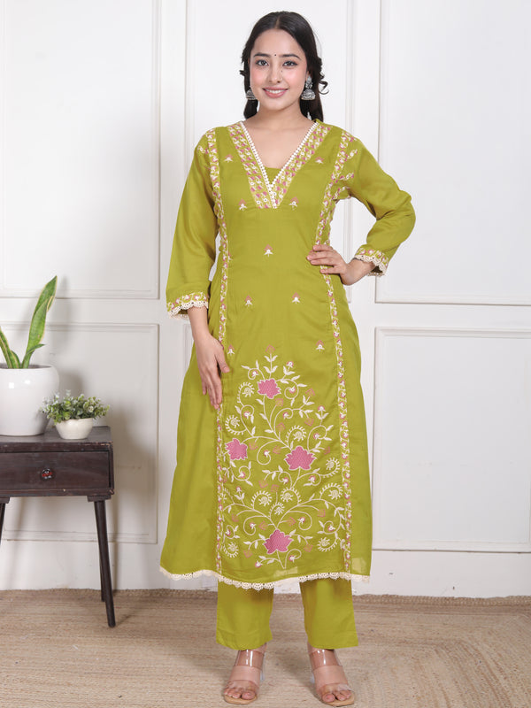 Mehendi Blossom Embroidery Suit Set