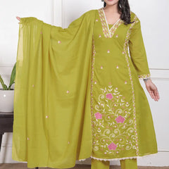 Mehandi Blossom Embroidery Suit Set