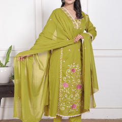 Mehendi Blossom Embroidery Suit Set