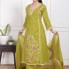 Mehendi Blossom Embroidery Suit Set
