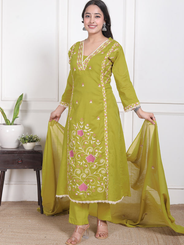 Mehendi Blossom Embroidery Suit Set