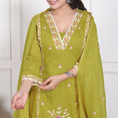 Mehendi Blossom Embroidery Suit Set