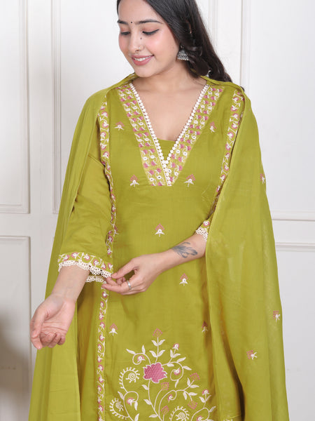 Mehendi Blossom Embroidery Suit Set