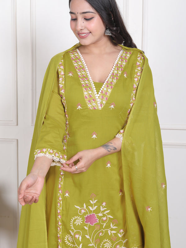 Mehendi Blossom Embroidery Suit Set