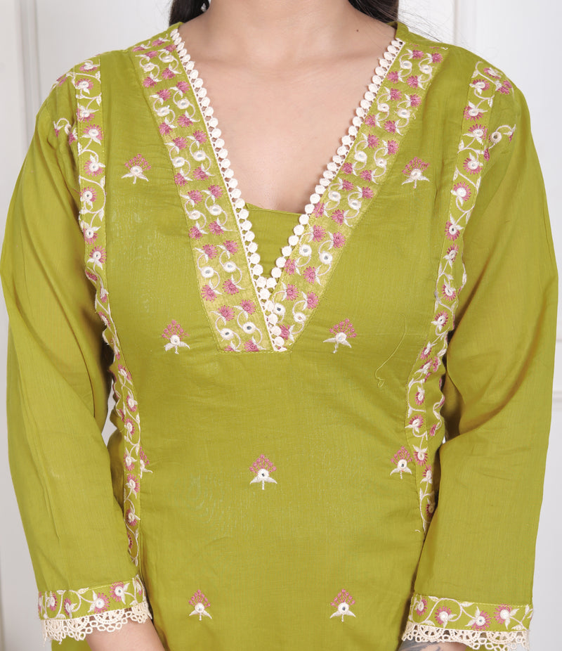 Mehendi Blossom Embroidery Suit Set