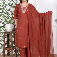 Rust Royal Embroiderd Suit Set