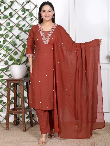 Rust Royal Embroiderd Suit Set