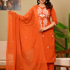 Rust Bloom Embroidered Suit Set