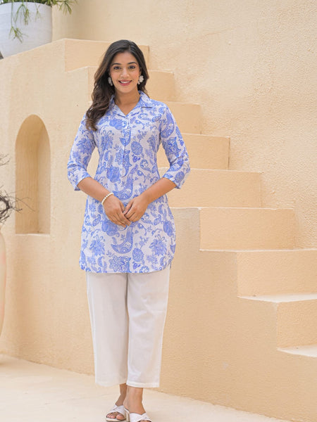 Printed Shirt Collar Co-Ord Set