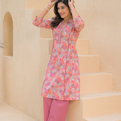 Printed V-Neck Co-Ord Set