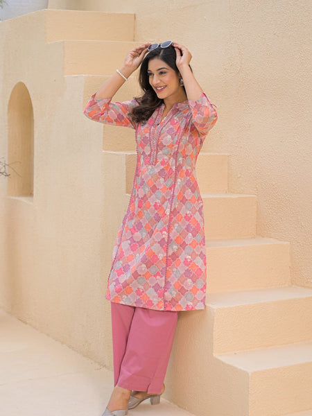 Printed V-Neck Co-Ord Set