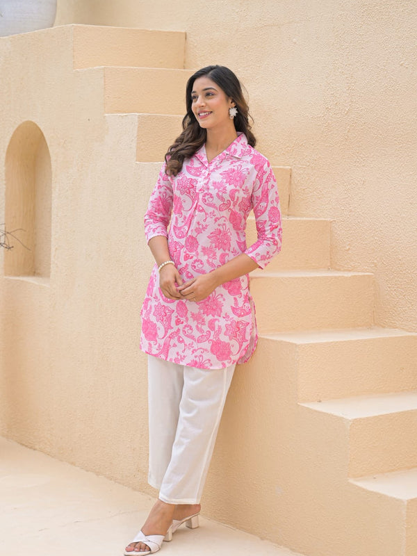 Printed Shirt Collar Co-Ord Set