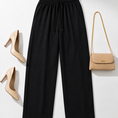 Women's Beige Cotton Blend Wide Leg Palazzo Pants for Women