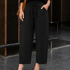 Women's Beige Cotton Blend Wide Leg Palazzo Pants for Women