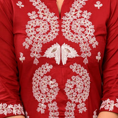 Ruby Red Embroidered Suit Set