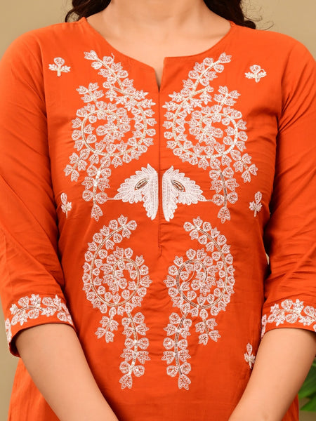 Rust Bloom Embroidered Suit Set