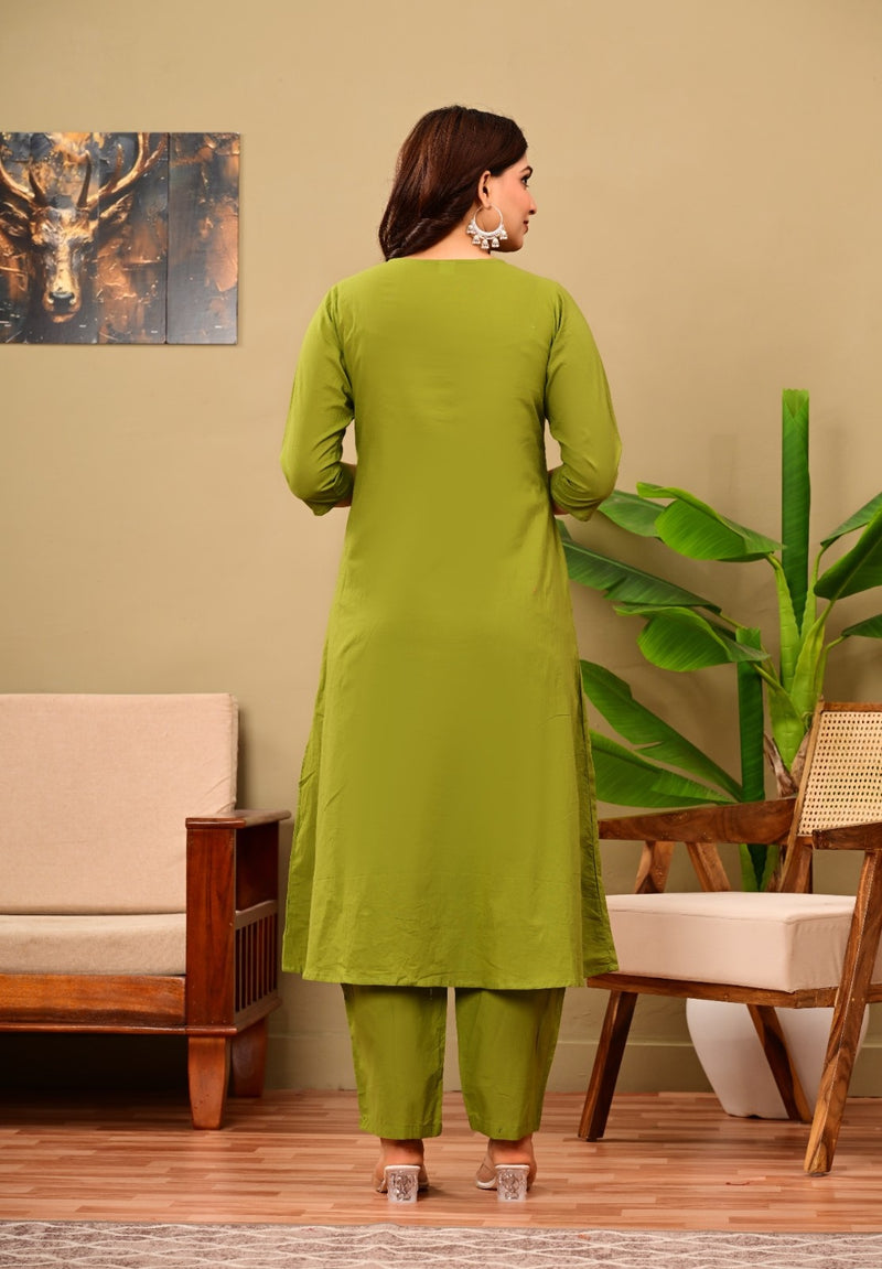 Mahandi Bloom Embroidered  Suit Set