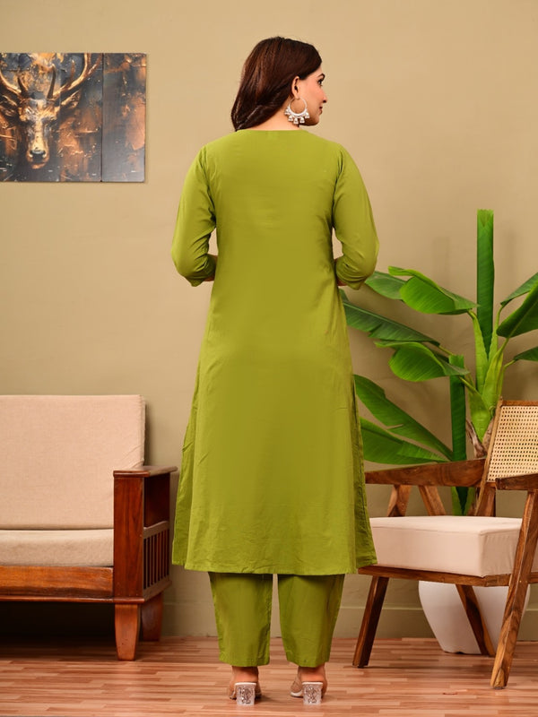 Mahandi Bloom Embroidered  Suit Set