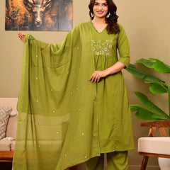 Mahandi Bloom Embroidered  Suit Set
