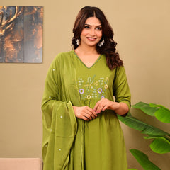 Mahandi Bloom Embroidered  Suit Set