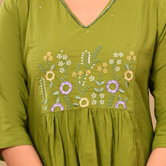 Mahandi Bloom Embroidered  Suit Set