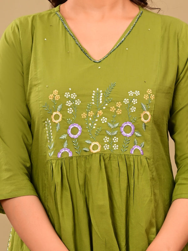 Mahandi Bloom Embroidered  Suit Set