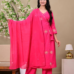 Rani Pink Blossom Angrakha Suit