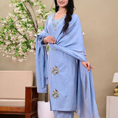 Powder Blue Embroidered Kurta Set