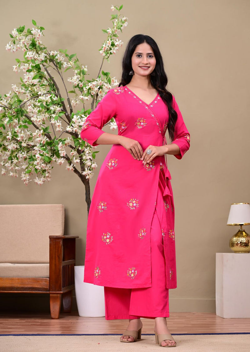 Rani Pink Blossom Angrakha Suit