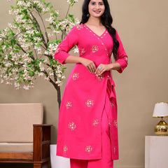 Rani Pink Blossom Angrakha Suit