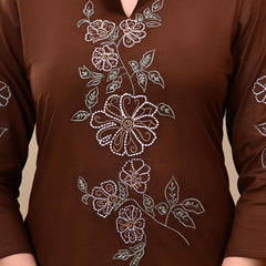 Cholocate Bloom Embroidered Suit Sets