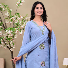 Powder Blue Embroidered Kurta Set