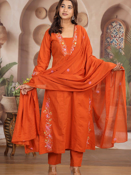 Rust Royal Embroiderd Suit Set