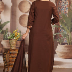 Coffee Elegance Ethnic Suit Set