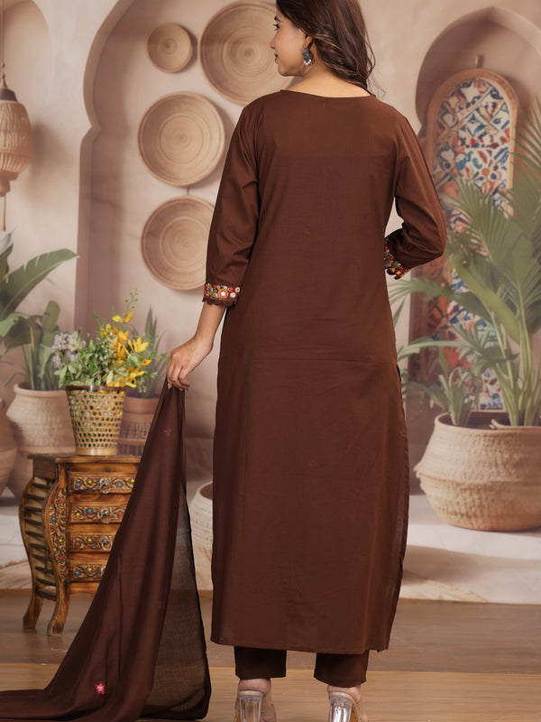 Coffee Elegance Ethnic Suit Set