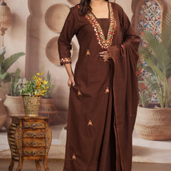 Coffee Elegance Ethnic Suit Set