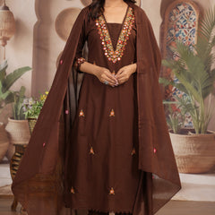 Coffee Elegance Ethnic Suit Set