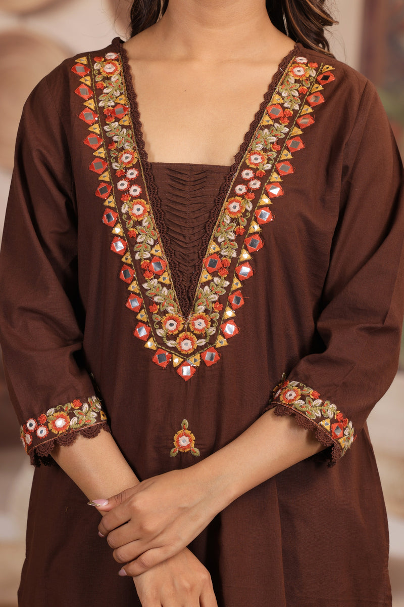 Coffee Elegance Ethnic Suit Set