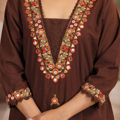 Coffee Elegance Ethnic Suit Set